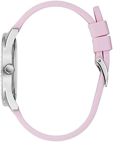 Guess G-Twist Diamonds Silver Dial Pink Rubber Strap Watch for Women - W1240L1 Buy Now By Guess
