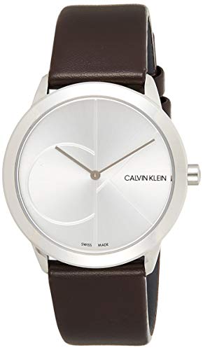Calvin Klein Minimal Silver Dial Brown Leather Strap Watch for Men - K3M221G6 Buy Now By Calvin Klein