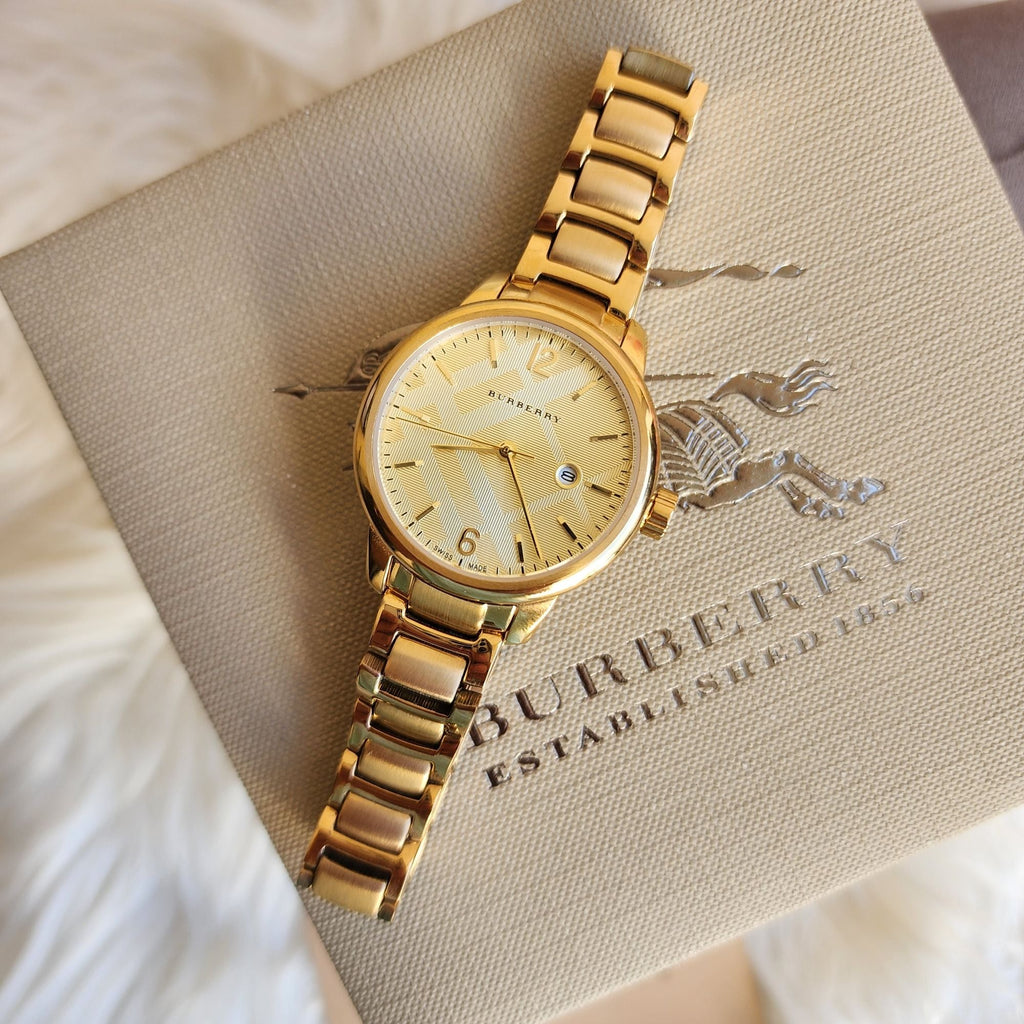 Burberry The Classic Champagne Dial Gold Steel Strap Watch for Women - BU10109 Buy Now By Burberry