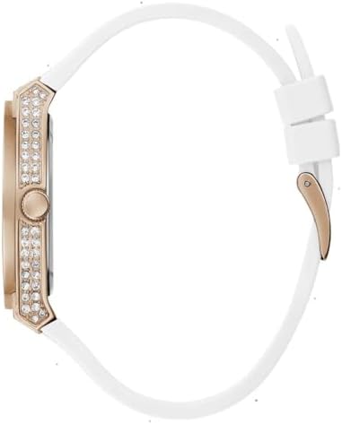 Guess Sport Multifunction Crystals Rose Gold Dial White Rubber Strap Watch For Women - GW0439L3 Buy Now By Guess