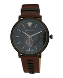 Versace V-Circle Manifesto Black Dial Maroon Leather Strap Watch for Men - VBQ040017 Buy Now By Versace