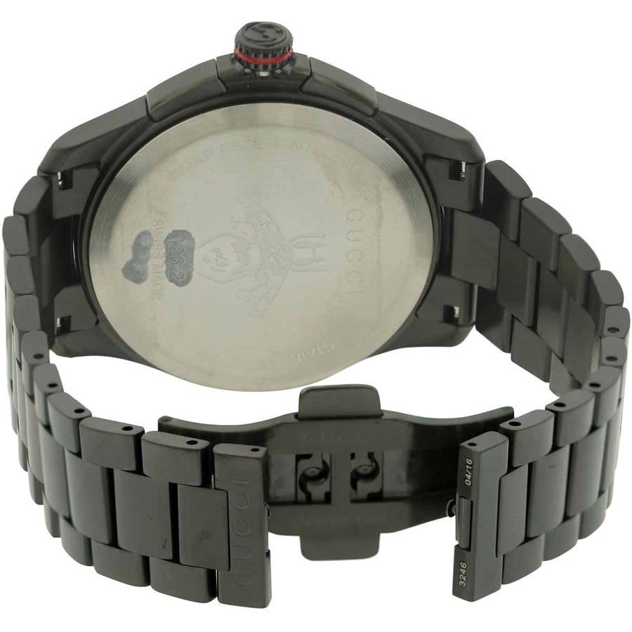 Gucci G-Timeless Chronograph Black Dial Black Steel Strap Watch For Men - YA126268 Buy Now By Gucci