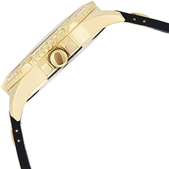 Guess Frontier Diamonds Gold Dial Black Rubber Strap Watch For Women - W1160L1 Buy Now By Guess