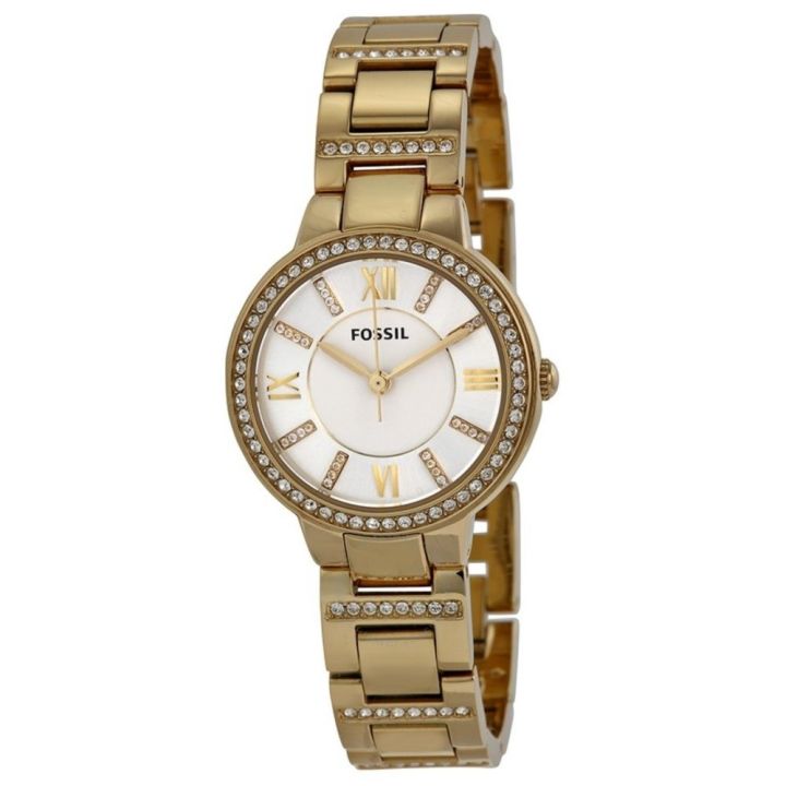 Fossil Virginia White Dial Gold Steel Strap Watch for Women - ES3283 Buy Now By Fossil