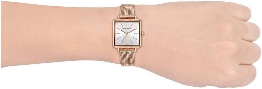 Armani Exchange Lola Quartz Silver Dial Rose Gold Mesh Strap Watch For Women - AX5802 Buy Now By Armani Exchange