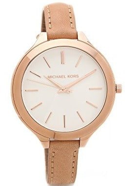 Michael Kors Runway Slim Quartz White Dial Beige Leather Strap Watch For Women - MK2284 Buy Now By Michael Kors