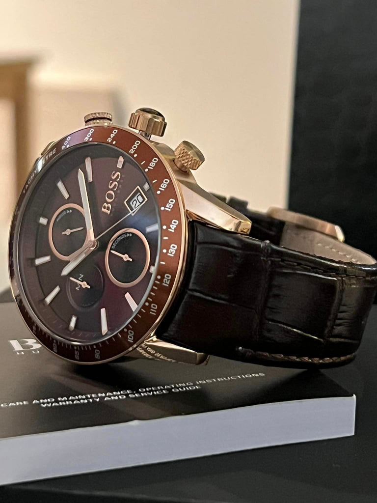 Hugo Boss Rafale Chronograph Brown Dial Brown Leather Strap Watch For Men - 1513392 Buy Now By Hugo Boss