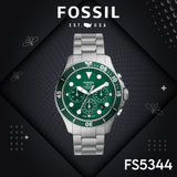 Fossil FB-03 Chronograph Green Dial Silver Steel Strap Watch for Men - FS5726 Buy Now By Fossil
