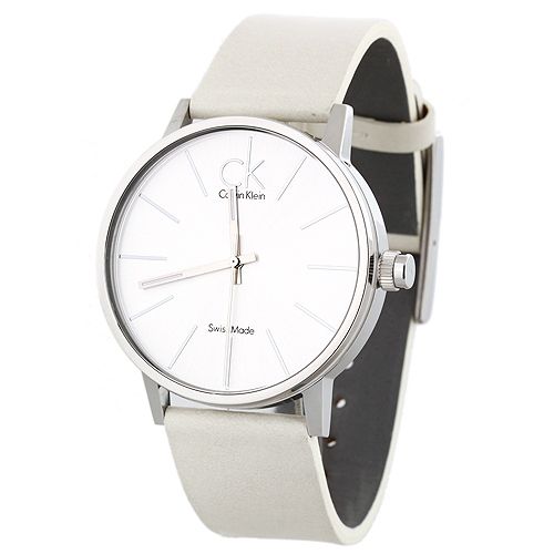 Calvin Klein Post Minimal Silver Dial White Leather Strap Watch for Men - K7621126 Buy Now By Calvin Klein