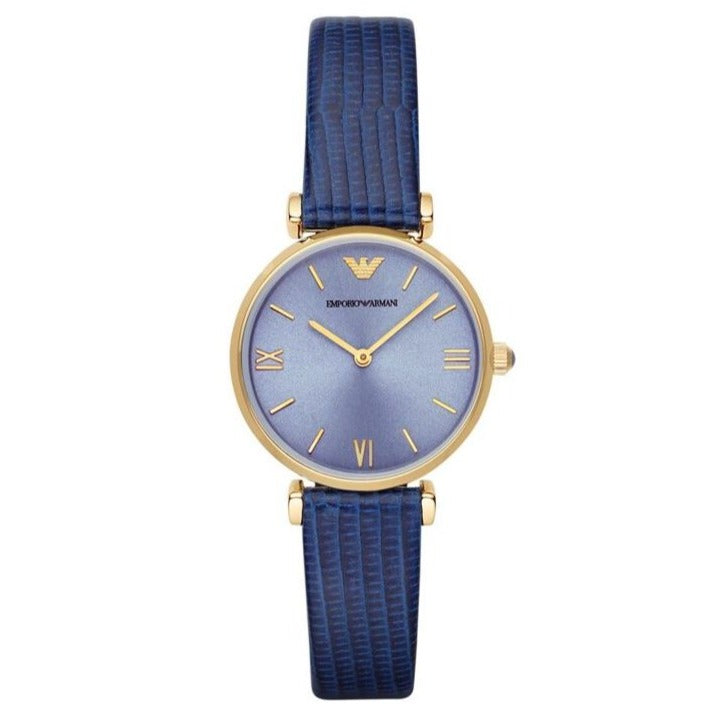 Emporio Armani Gianni T Bar Blue Dial Blue Leather Strap Watch For Women - AR1875 Buy Now By Emporio Armani