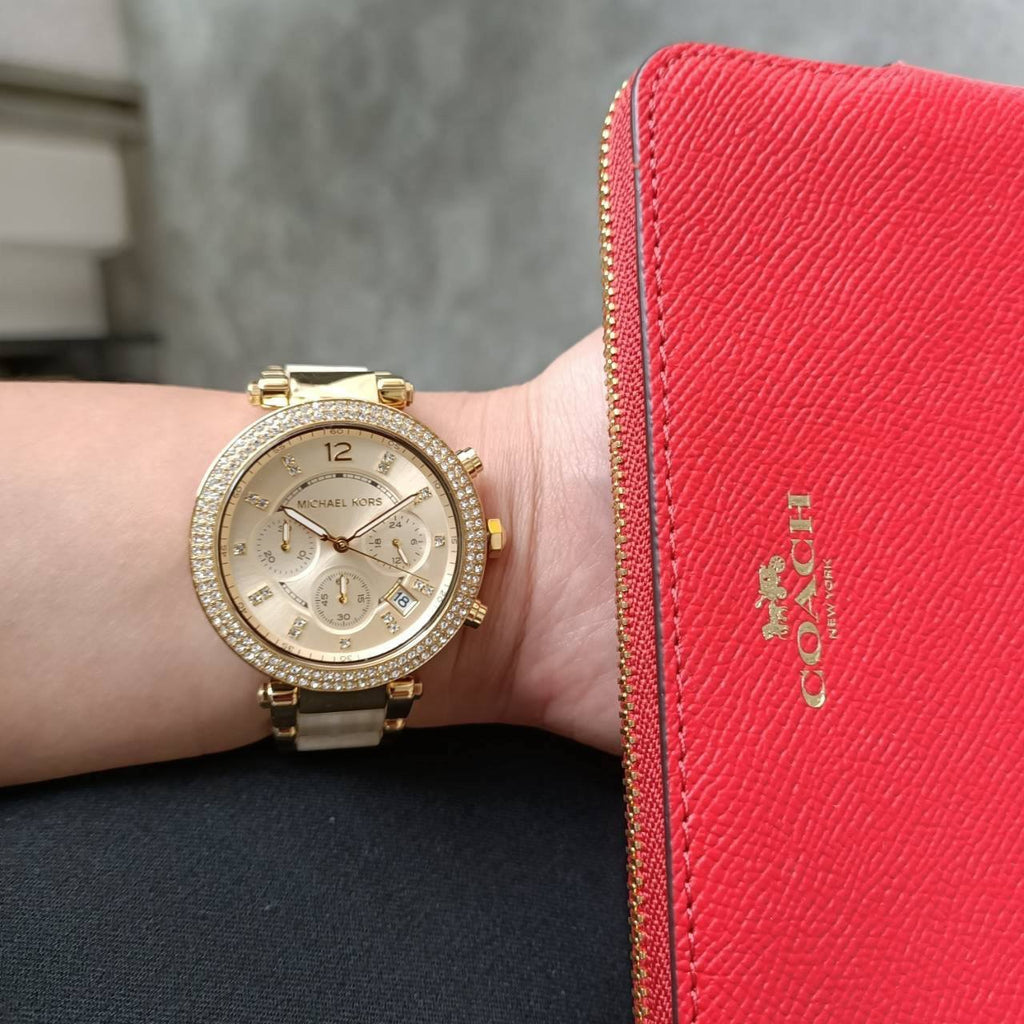 Michael Kors Parker Chronograph Gold Dial Gold Steel Strap Watch For Women - MK6831 Buy Now By Michael Kors