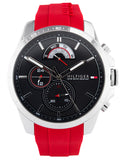 Tommy Hilfiger Decker Quartz Black Dial Red Rubber Strap Watch for Men - 1791351 Buy Now By Tommy Hilfiger