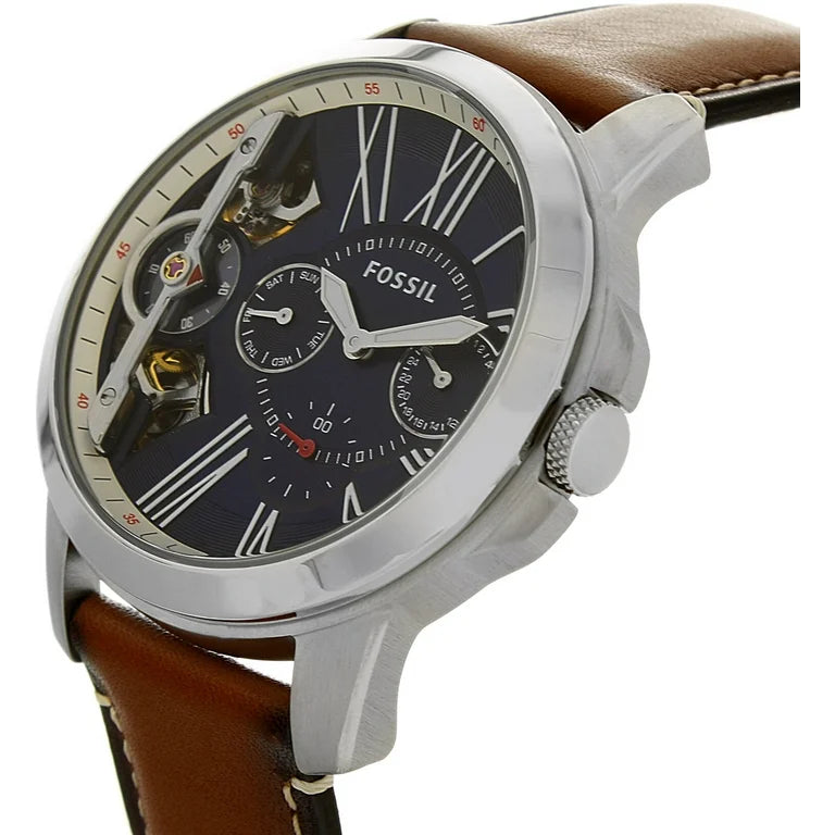 Fossil Grant Twist Multifunction Blue Dial Brown Leather Strap Watch for Men - ME1161 Buy Now By Fossil