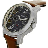 Fossil Grant Twist Multifunction Blue Dial Brown Leather Strap Watch for Men - ME1161 Buy Now By Fossil