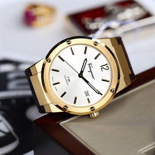 Salvatore Ferragamo F-80 Classic Silver Dial Brown Leather Strap Watch for Men - SFDT00419 Buy Now By Salvatore Ferragamo