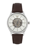 Emporio Armani Meccanico White Dial Brown Leather Strap Watch For Men - AR1946 Buy Now By Emporio Armani