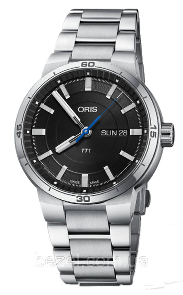 Oris TT1 Day Date Black Dial Silver Steel Strap Watch for Men - 0173577524154-0782408 Buy Now By Oris