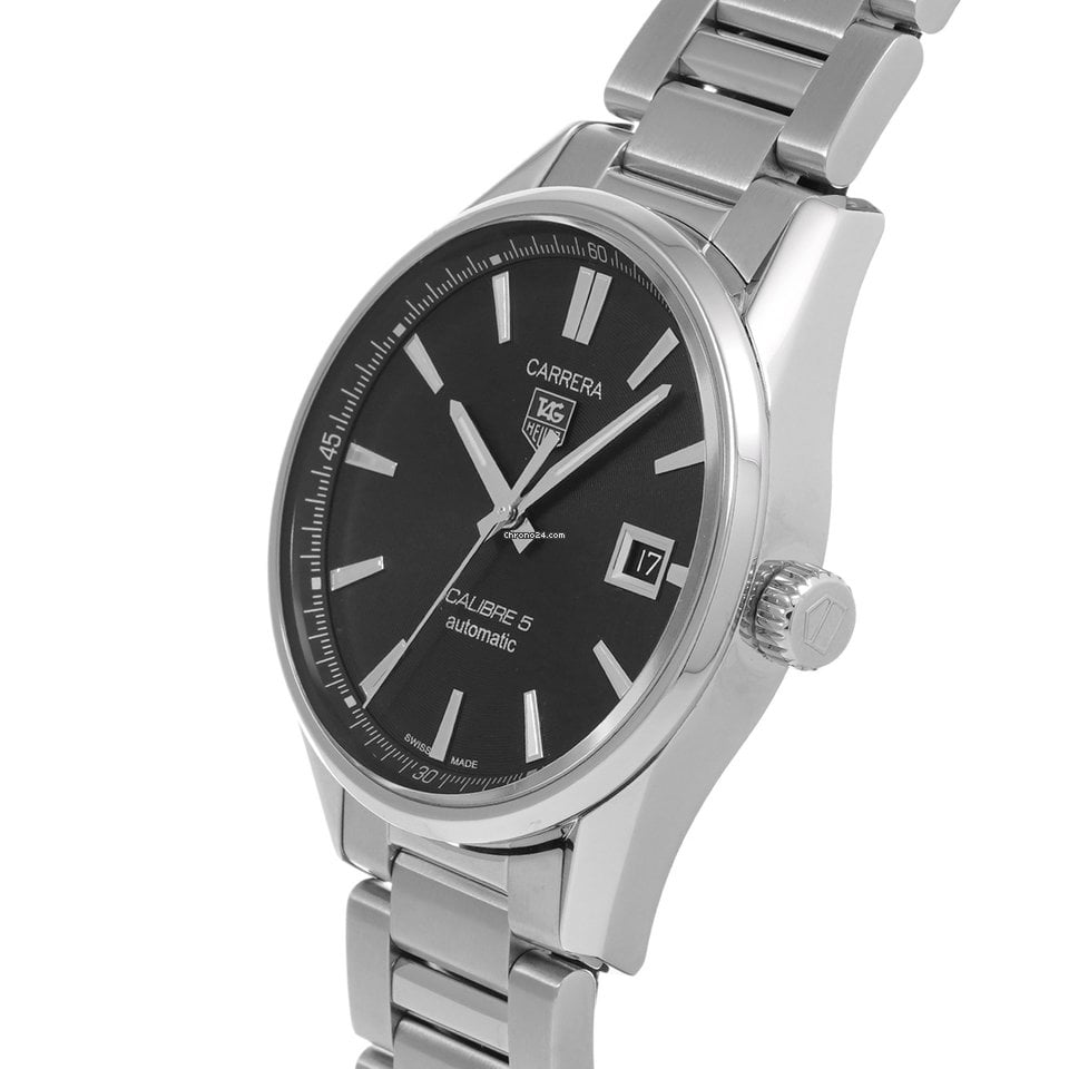 Tag Heuer Carrera Automatic Black Dial Silver Steel Strap Watch for Men - WAR211A.BA0782 Buy Now By Tag Heuer