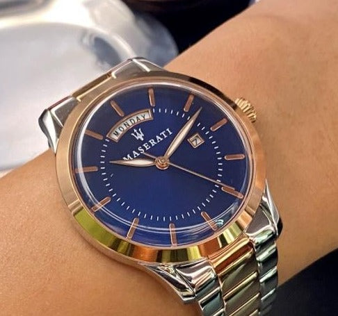 Maserati Tradizione Blue Dial Two Tone Steel Strap Watch For Men - R8853125001 Buy Now By Maserati