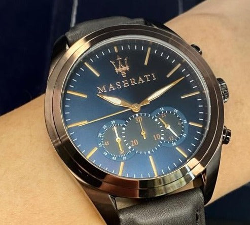 Maserati Traguardo Chronograph Blue Dial Brown Leather Strap Watch For Men - R8871612008 Buy Now By Maserati