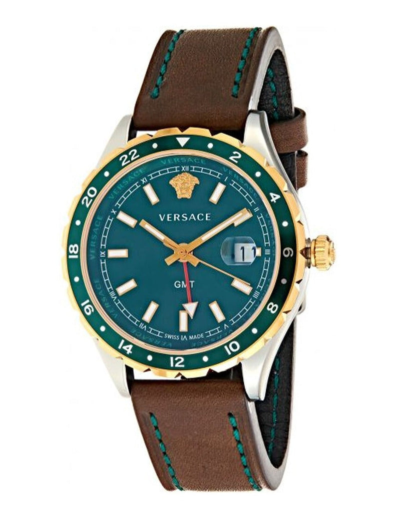 Versace Hellenyium Green Dial Brown Leather Strap Watch for Men - V11090017 Buy Now By Versace