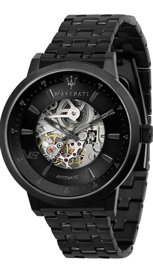 Maserati Granturismo Sport GT Skeleton Black Dial Black Steel Strap Watch For Men - R8823134003 Buy Now By Maserati