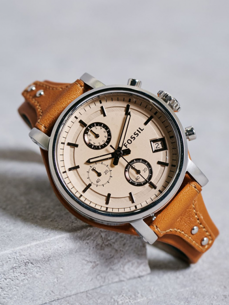 Fossil Original Boyfriend Sport Chronograph Beige Dial Brown Leather Strap Watch for Women - ES4046 Buy Now By Fossil