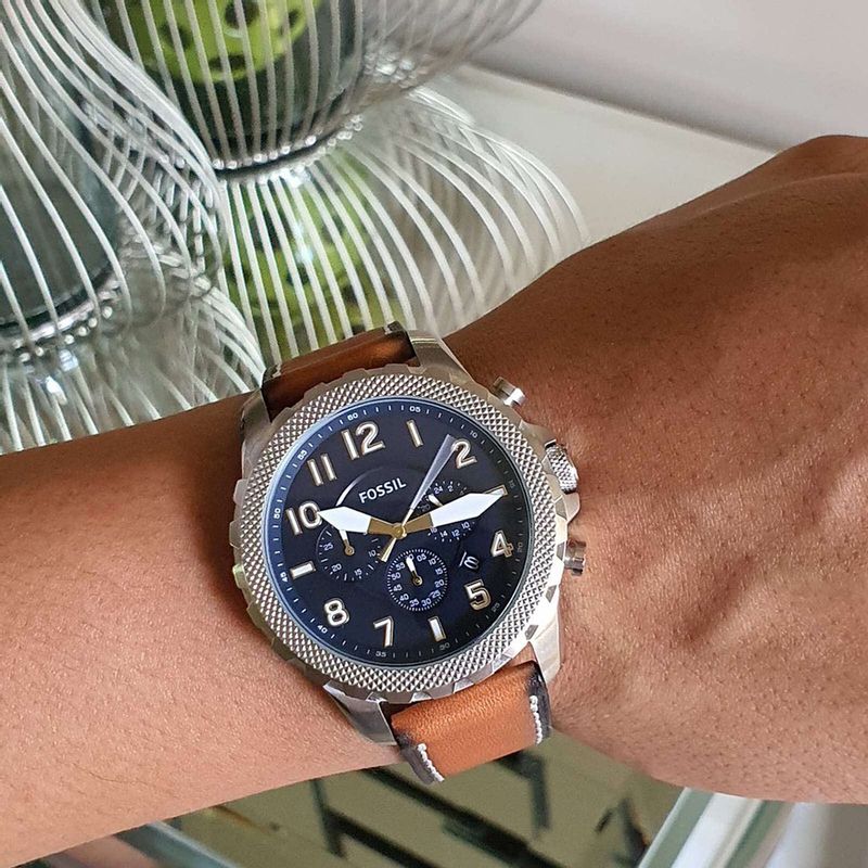 Fossil Bowman Chronograph Blue Dial Brown Leather Strap Watch for Men - FS5602 Buy Now By Fossil