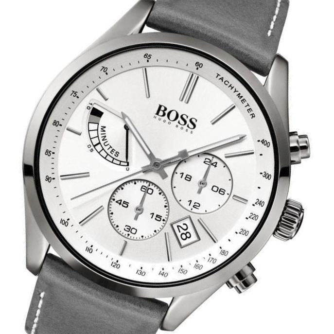 Hugo Boss Grand Prix White Dial Grey Leather Strap Watch for Men - 1513633 Buy Now By Hugo Boss