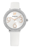 Swarovski Crystal Frost Silver Dial White Leather Strap Watch for Women - 5484070 Buy Now By Swarovski