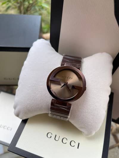 Gucci Interlocking Iconic Brown Dial Brown Leather Strap Watch For Women - YA133207 Buy Now By Gucci