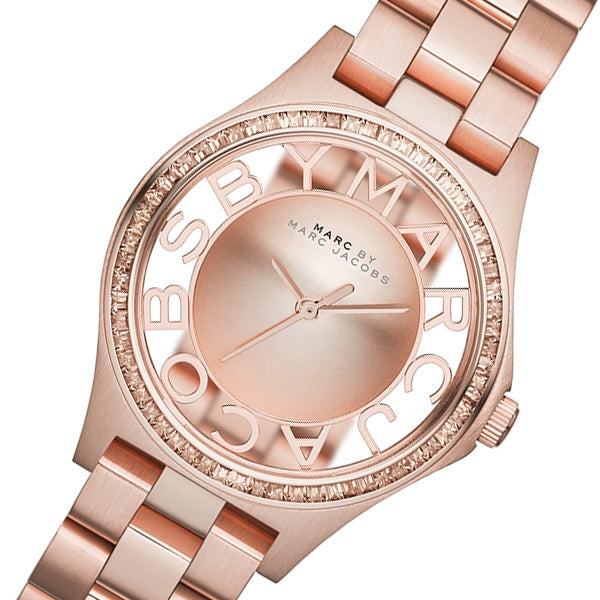 Marc Jacobs Henry Transparent Rose Gold Dial Rose Gold Steel Strap Watch for Women - MBM3339 Buy Now By Marc Jacobs