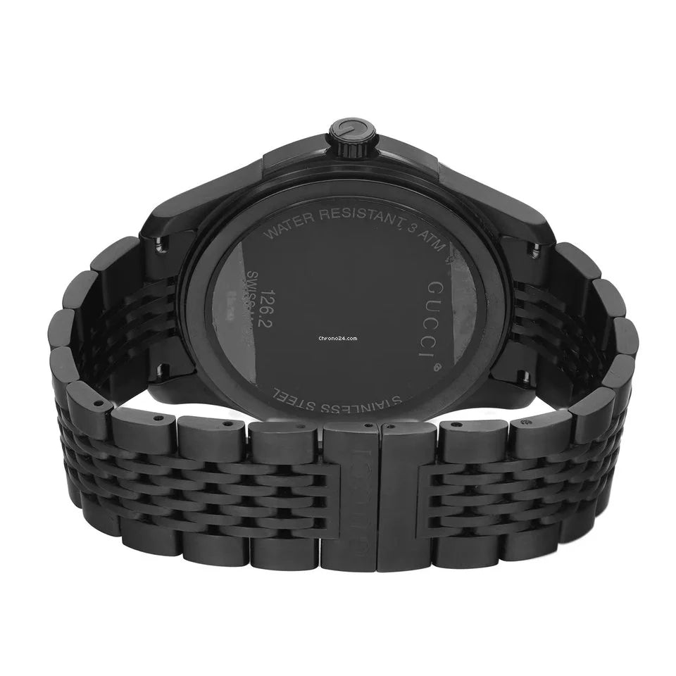 Gucci G Timeless Black Dial Black Steel Strap Watch For Men - YA126202 Buy Now By Gucci