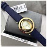 Michael Kors Averi Gold Dial Navy Blue Leather Strap Watch for Women - MK2526 Buy Now By Michael Kors