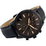 Fossil Goodwin Chronograph Black Dial Black Leather Strap Watch for Men - FS5585 Buy Now By Fossil