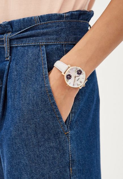 Fossil Jacqueline Mother of Pearl Dial Grey Leather Strap Watch for Women - ES4672 Buy Now By Fossil