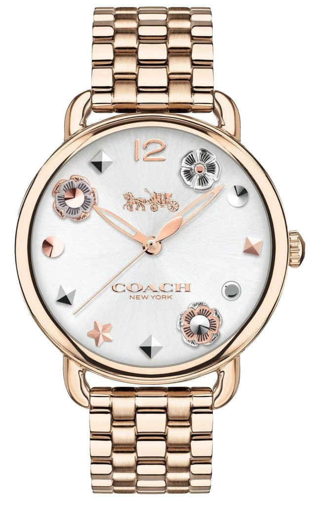 Coach Delancey White Dial Rose Gold Steel Strap Watch for Women - 14502811 Buy Now By Coach