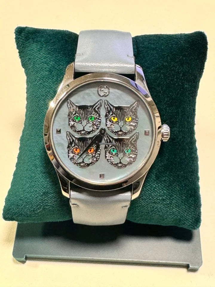 Gucci G Timeless Quartz Mother of Pearl Dial Blue Leather Strap Watch For Women - YA1264124 Buy Now By Gucci