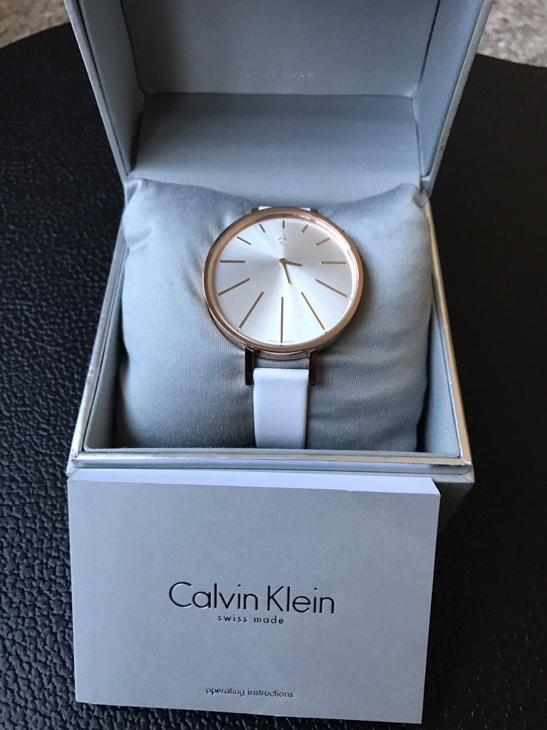 Calvin Klein Equal Silver Dial White Leather Strap Watch for Women - K3E236L6 Buy Now By Calvin Klein
