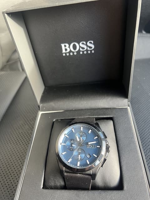 Hugo Boss Grandmaster Blue Dial Black Leather Strap Watch for Men - 1513883 Buy Now By Hugo Boss