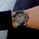 Guess Navigator Chronograph Blue Dial Blue Rubber Strap Watch for Men - GW0264G4 Buy Now By Guess