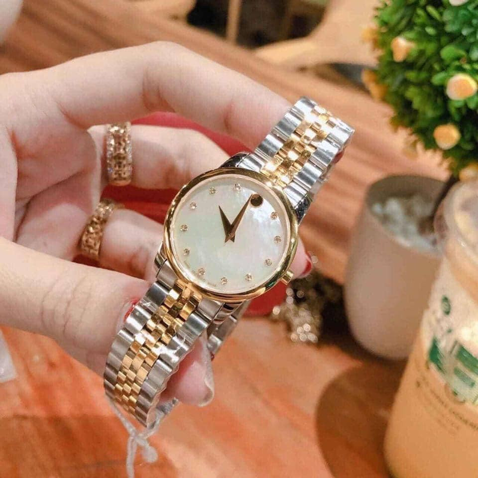 Movado Museum Classic Diamonds Mother of Pearl Dial Two Tone Steel Strap Watch For Women - 0606613 Buy Now By Movado