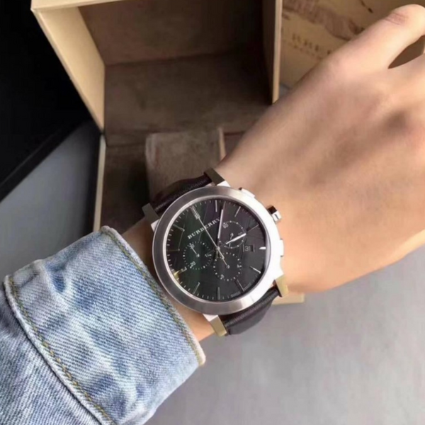 Burberry The City Grey Dial Black Leather Strap Watch for Men - BU9359 Buy Now By Burberry