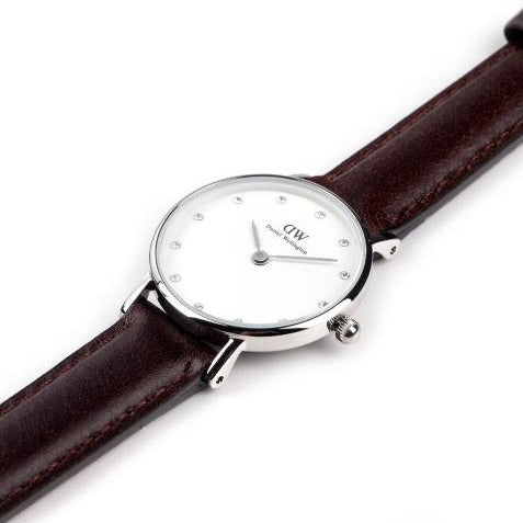 Daniel Wellington Classy Bristol White Dial Brown Leather Strap Watch For Women - DW00100070 Buy Now By Daniel Wellington