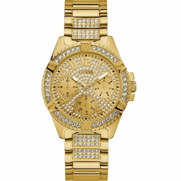 Guess Frontier Diamonds Gold Dial Gold Steel Strap Watch For Women - W1156L2 Buy Now By Guess
