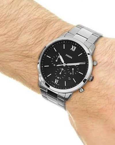 Fossil Neutra Chronograph Black Dial Silver Steel Strap Watch for Men - FS5384 Buy Now By Fossil