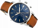 Fossil Townsman Chronograph Blue Dial Brown Leather Strap Watch for Men - FS5279 Buy Now By Fossil