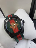 Gucci Dive Green & Red Dial Green & Red Nylon Strap Watch For Men - YA136216 Buy Now By Gucci