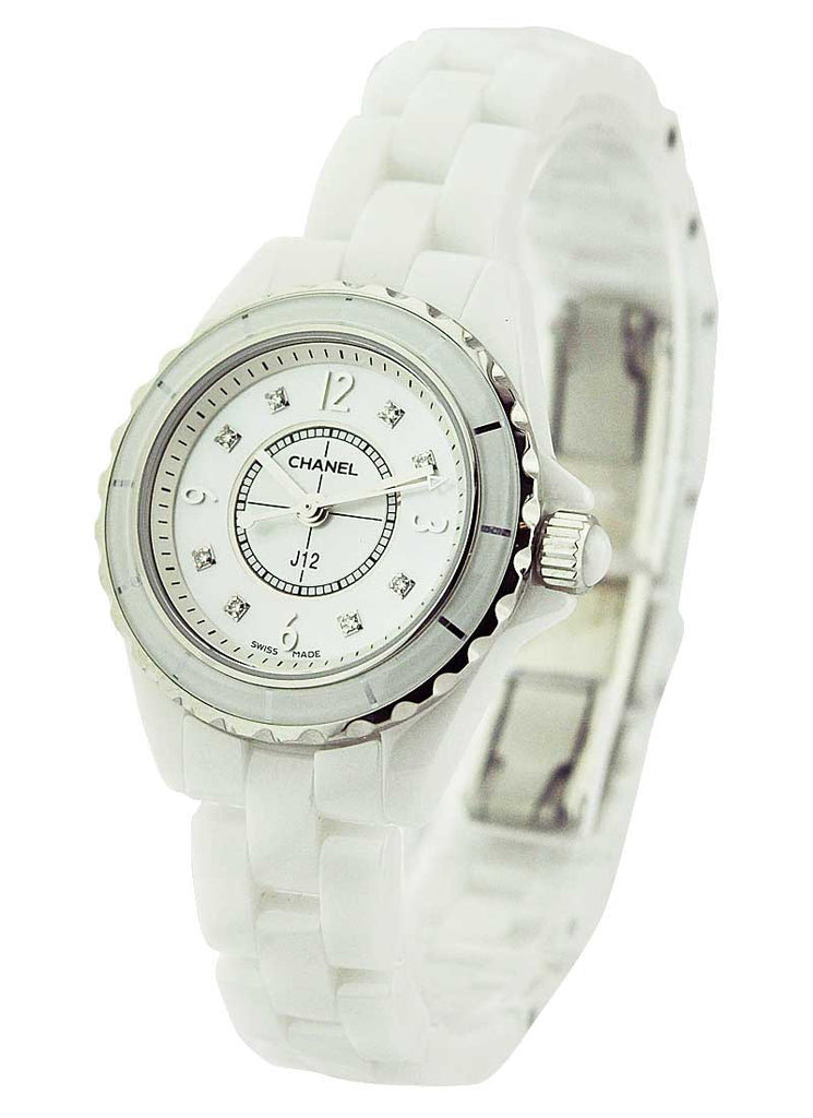 Chanel J12 Diamonds Quartz Ceramic White Dial White Steel Strap Watch for Women - J12 H2422 Buy Now By Chanel