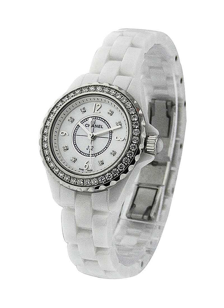 Chanel J12 Diamonds Quartz White Dial White Steel Strap Watch for Women - J12 H2572 Buy Now By Chanel